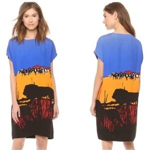 Diane Von Furstenberg Lion Landscape Harriet Dress, medium, silk blend